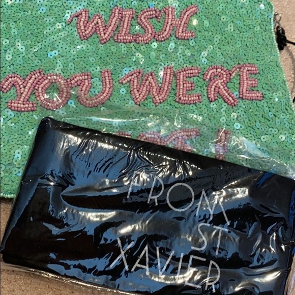 From St. Xavier Wish You Were Here green sequin clutch bag NWT - Picture 9 of 9